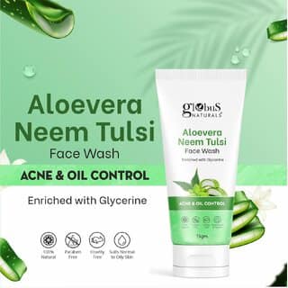 GLOBUS NATURALS Skin Brightening Vitamin C Aloe vera Neem Tulsi Anti Acne Face wash Combo Pack 150gm view 2