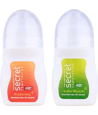 secret temptation Active Lifestyle and Brightening Deodorant Roll-on - For Women (100 ml, Pack of 2)