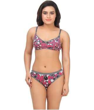 TCG Grey Cotton Bra & Panty Set