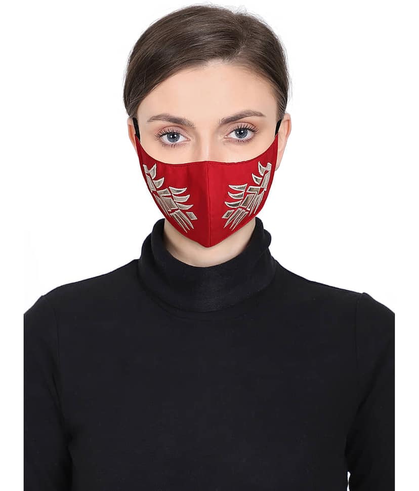 Anekaant - Red Cotton Mask ( Pack of 1 ) view 2