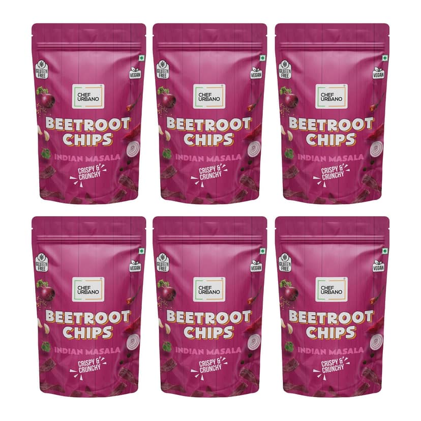 Chef Urbano Combo Chips Beetroot Indian Masala Pouch 80 Gms Pack Of 6 view 3