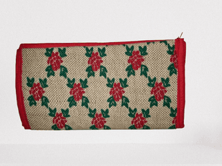 Red and Green Floral Jute Clutch