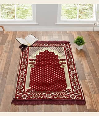 FURNISHING HUT Maroon Single Regular Velvet Prayer Mat ( 106 X 68 cm )