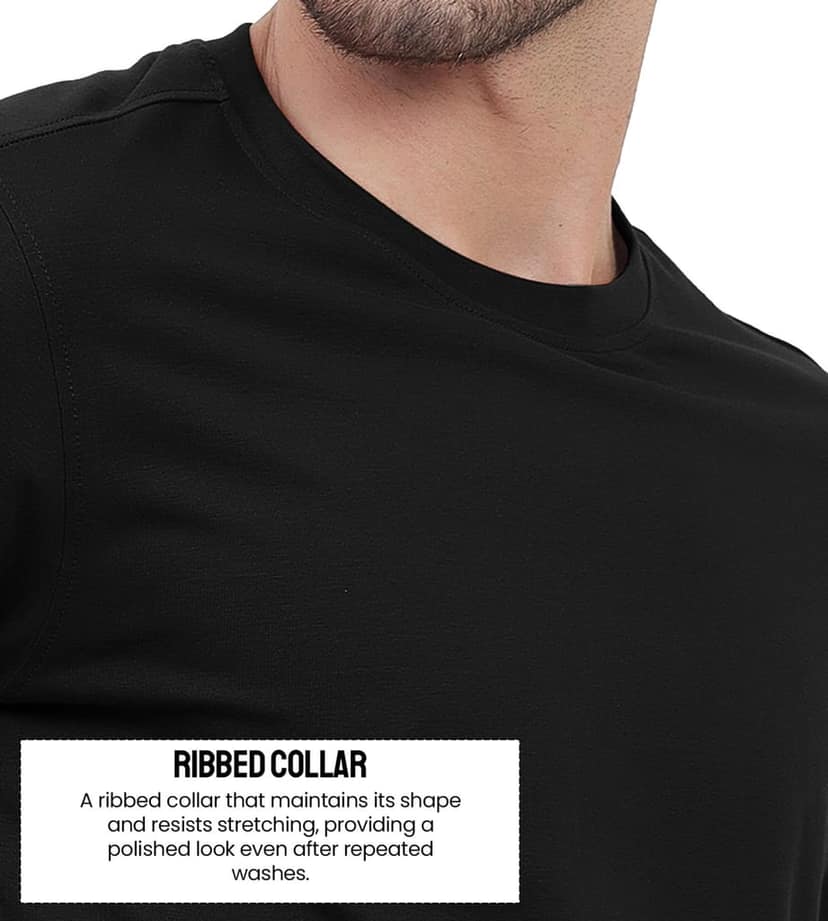 Freecultr Truly Classic Organic Men's Cotton T-Shirt | Solid Round Neck Half Sleeve | Plain Stylish t Shirts | Regular Fit | Casual T Shirt for Man Pack of 1-Carbon Black view 6