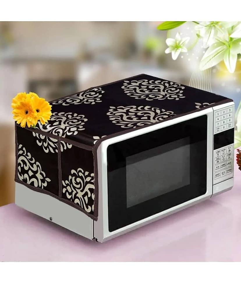 Crosmo Polyester Abstract Printed Fridge Mat & Cover ( 99 53 ) Pack of 5 - Brown view 2