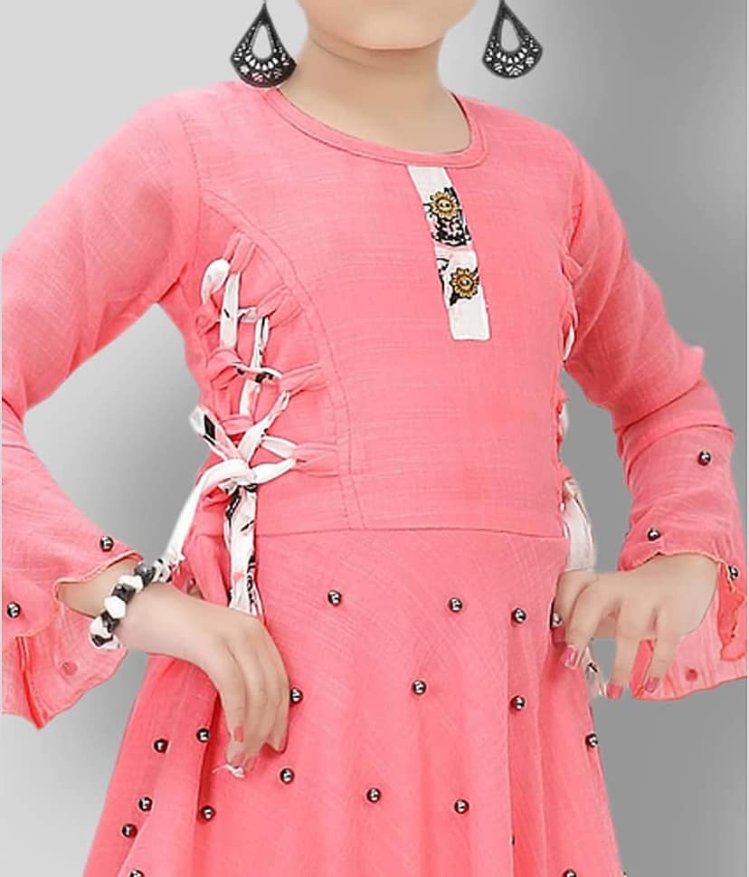 Arshia Fashions Girls Cotton Blend Patiala Kurta Set ( Pack of 1 , Yellow ) view 2