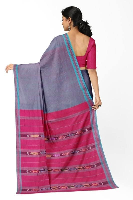APCO Handloom (A Andhra Pradesh Govt Emporium)- Women's Traditional Pure Handloom Bandar/Polavaram Grey Cotton Saree | PBS0013 view 3