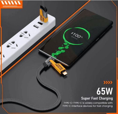 4-in-1 Fast Charging Cable – Multi USB Cable with USB-A, Type-C, Lightning, Micro USB Connectors – 65W Durable Nylon Braided Cable for Android, iPhone, Tablets, Power Banks view 2
