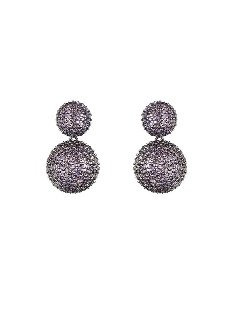 Rhodium Plated Purple Amethyst Studded Circular Drop earrings view 4