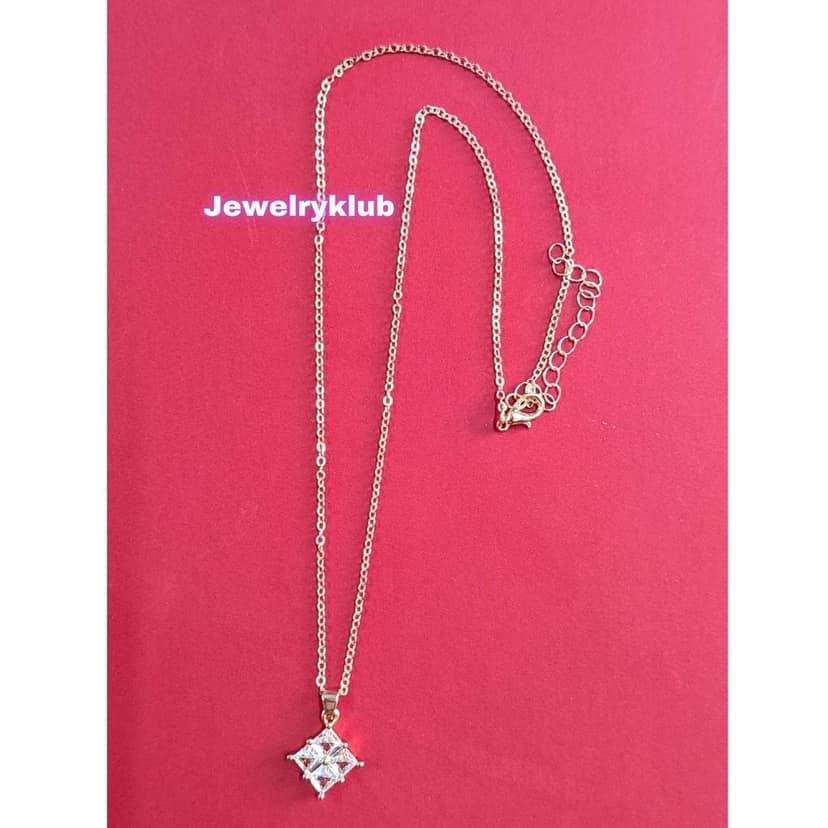 Jewelryklub AD Cubic Zirconia Pendant Necklace Chain For Women Girls Anti Tarnish Stainless Steel Rose Gold Design 3 view 3