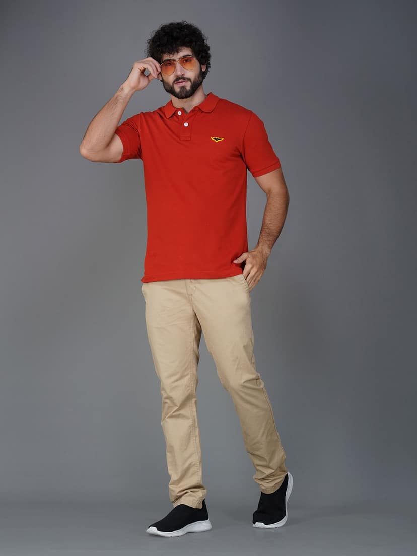 Solid Polo Shirt - RUST view 3