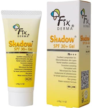 Fixderma Shadow Sunscreen SPF 30+gel For Oily Skin, UVA,UVB Protection, Water Resistant, 40g