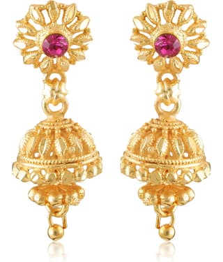 Vighnaharta - Golden Jhumki Earrings ( Pack of 1 )