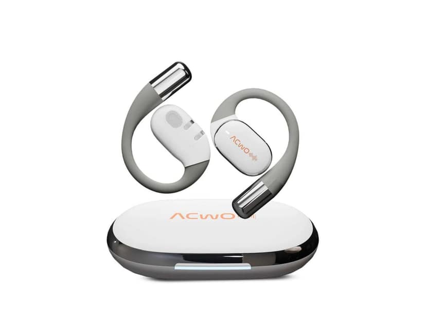 ACwO Dwots Sense OWS Wireless Over Ear Earphones, Situational Awareness, 15Mm Titanium Drivers, 65 Hours Playback, BT V5.4, Secure Fit - White