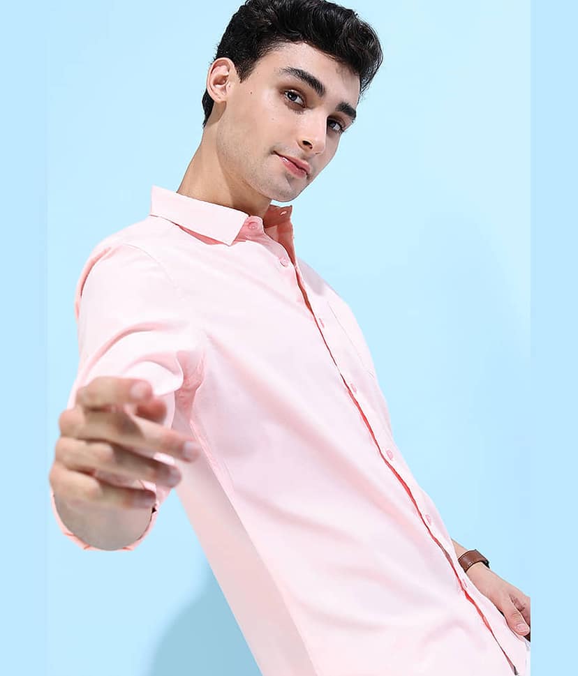 Ketch Polyester Slim Fit Solids Full Sleeves Men's Casual Shirt - Pink ( Pack of 1 )