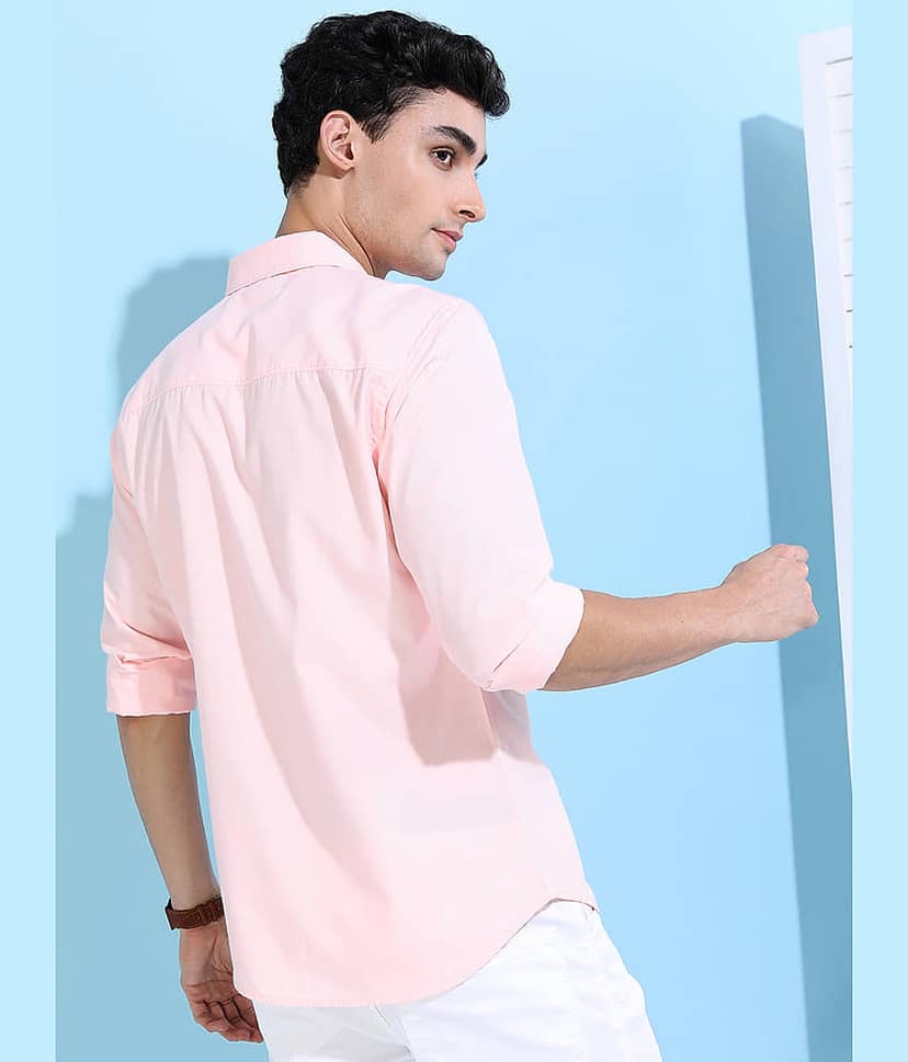 Ketch Polyester Slim Fit Solids Full Sleeves Men's Casual Shirt - Pink ( Pack of 1 ) view 3