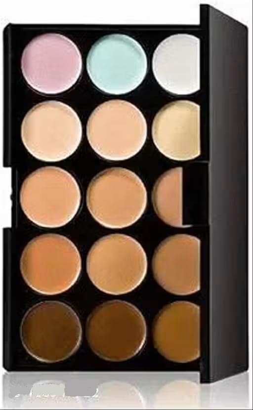 15 Color Concealer Palette with 10 Piece Makeup Brush Set, Professional Contour Kit view 4