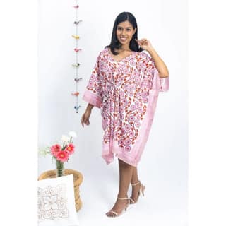 Fuchsia Floret Short Kaftan Dark Pink (35 Inch)