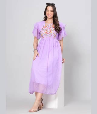 JC4U Women Crepe Printed Fit & Flare Dress ( Pink )