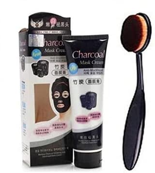 Elecsera Combo of Charcoal face mask peel off mask anti blackhead with makeup foundation brush (2 Items in the set)