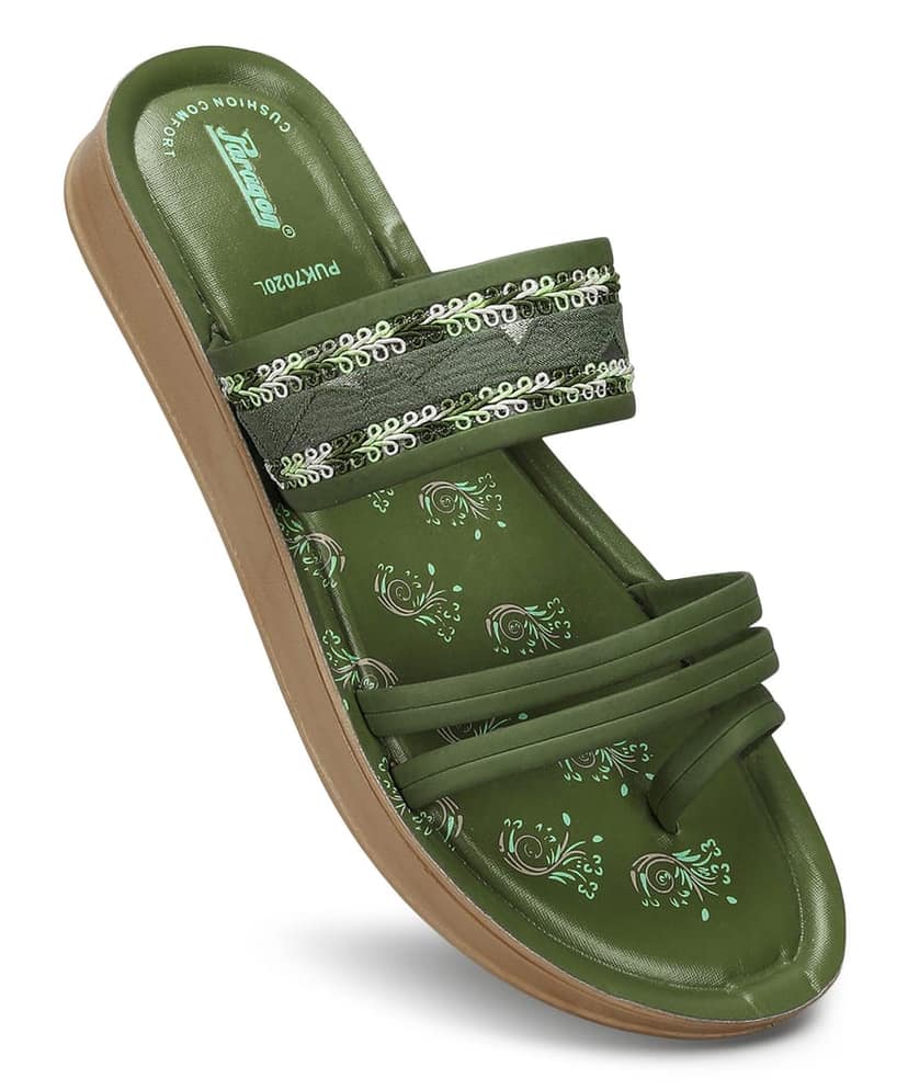 Paragon Women's Slip On Flat Pista Green Sandals | Durable Dailywear Sandals view 6