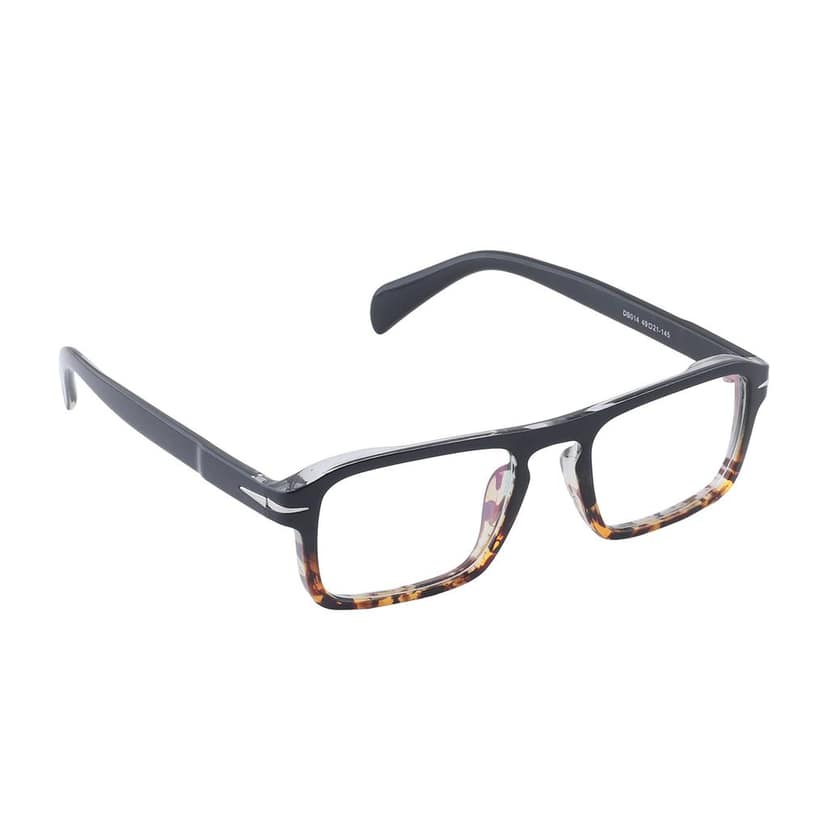 4Flaunt Full Rim Anti Glare Zero Power Rectangular Spectacle Frame | Lightweight, Sturdy & Trending | UV Protection Specs | Men & Women | Medium (Black-Leopard) view 3