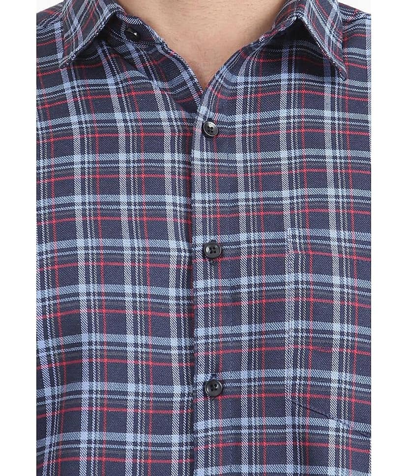 TrendiVastra Cotton Blend Slim Fit Checks Full Sleeves Men's Casual Shirt - White ( Pack of 1 ) view 2