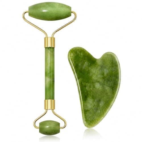 ANTIL'S Jade Roller and Gua Sha Stone Set – Face Massage Roller for Skin Tightening, Puffiness Reduction & Wrinkle Care | Improves Elasticity | Beauty Tool for Women & Men view 2