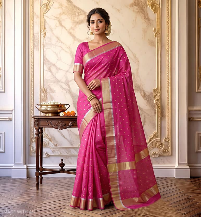 Handloom Chanderi Silk Cotton Saree view 7