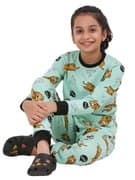 Ninos Dreams Girls Cotton Full Sleeves Coord Set with Lion Print-Green