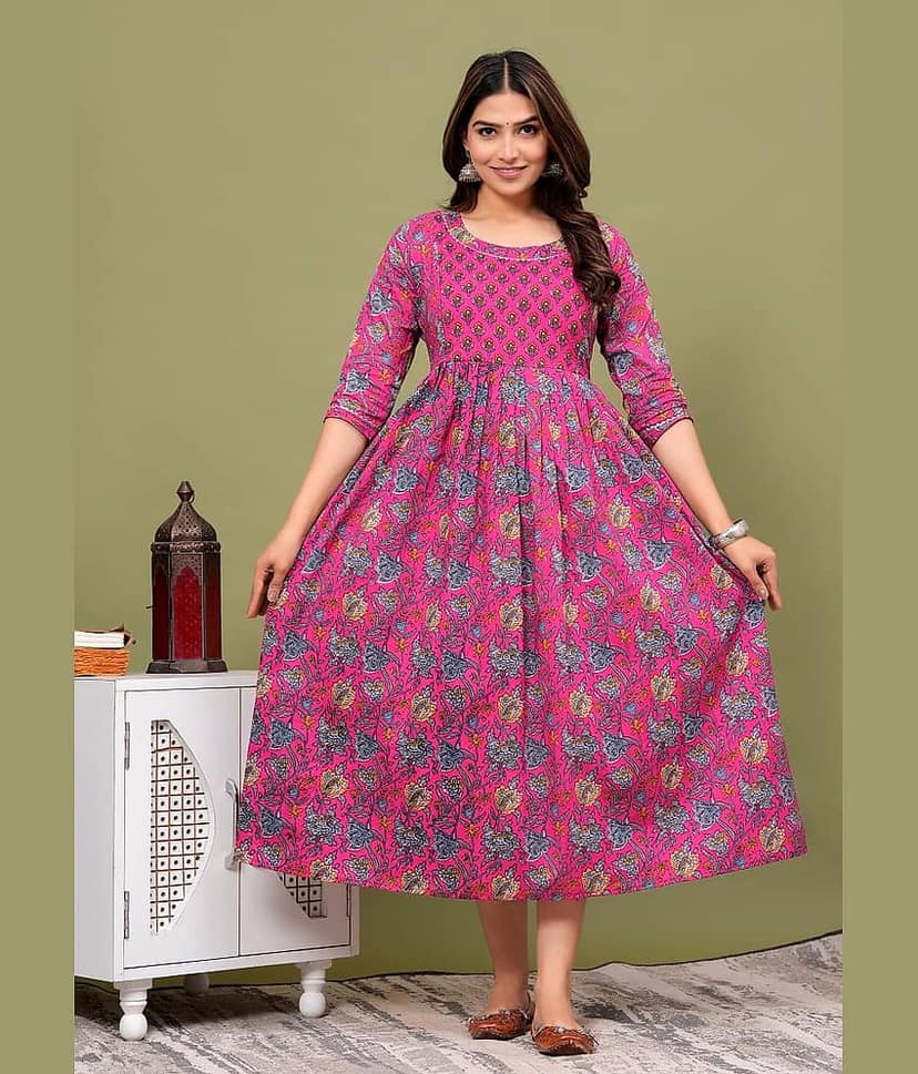 Nevisha Style Pink Cotton Maternity Kurta Single