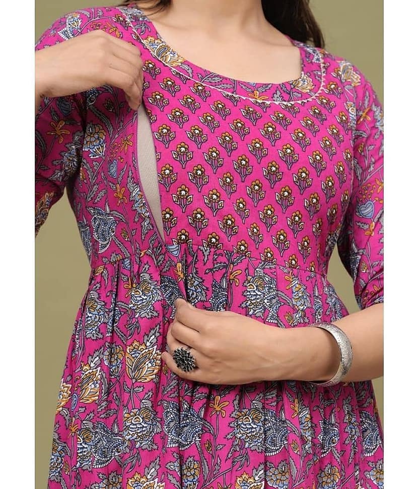 Nevisha Style Pink Cotton Maternity Kurta Single view 2