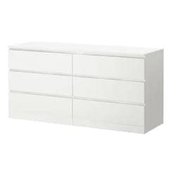 SAHIRAM CHOUDHARY ; MALM Chest of 6 drawers, white Sideboard Cabinet for Stylish Living Rooms and Bedrooms. Ideal Home Storage Solution & Decor Accent