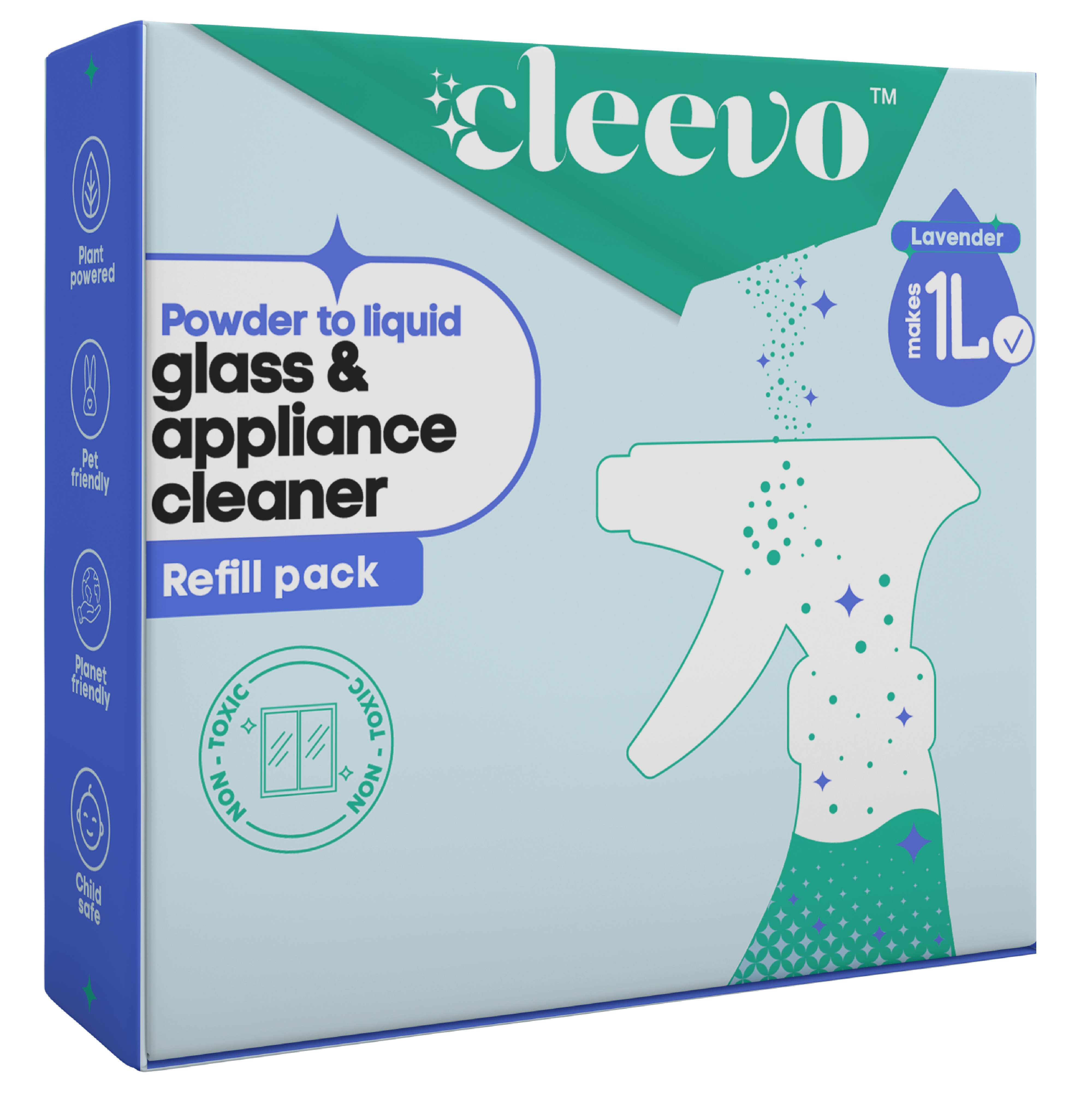 Cleevo Natural Glass Cleaner & Appliance Cleaner Spray Refill Pack Powder To Liquid view 2