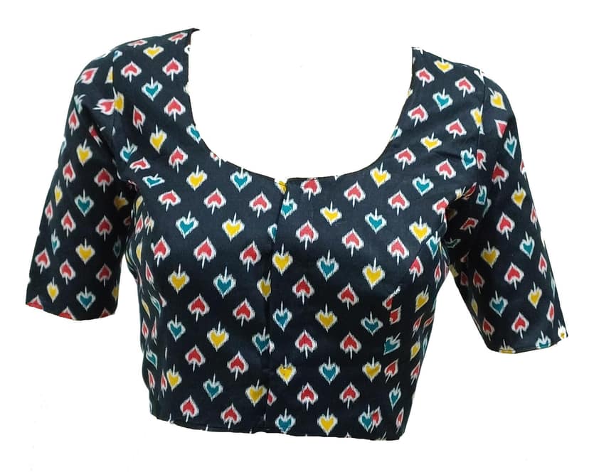 Mom and Me Women's Readymade Cotton Saree Blouse (Small, Black)