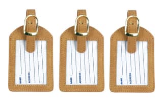 Sukeshcraft Luggage Tags Suitcase Tag Travel Bag Labels (Khadi Tan)