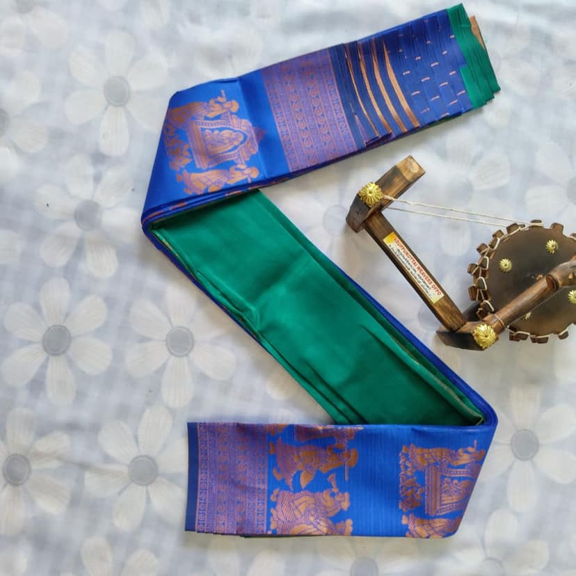 Kubera Silk Cottton Saree with Blouse - Blue colour view 2