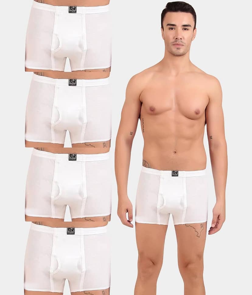 Inner Element Pack of 5 Cotton Trunks For Men's ( White )