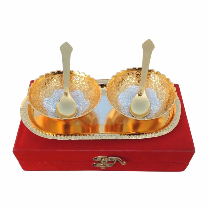 Aluminium Decorative 2 Bowl Set With Velvet Box (ATMAS033 B) view 3