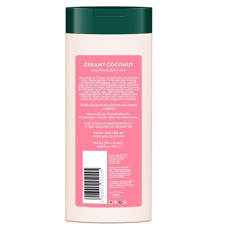 Biotique Creamy Coconut Deep Nourish Body Lotion 180ml view 2