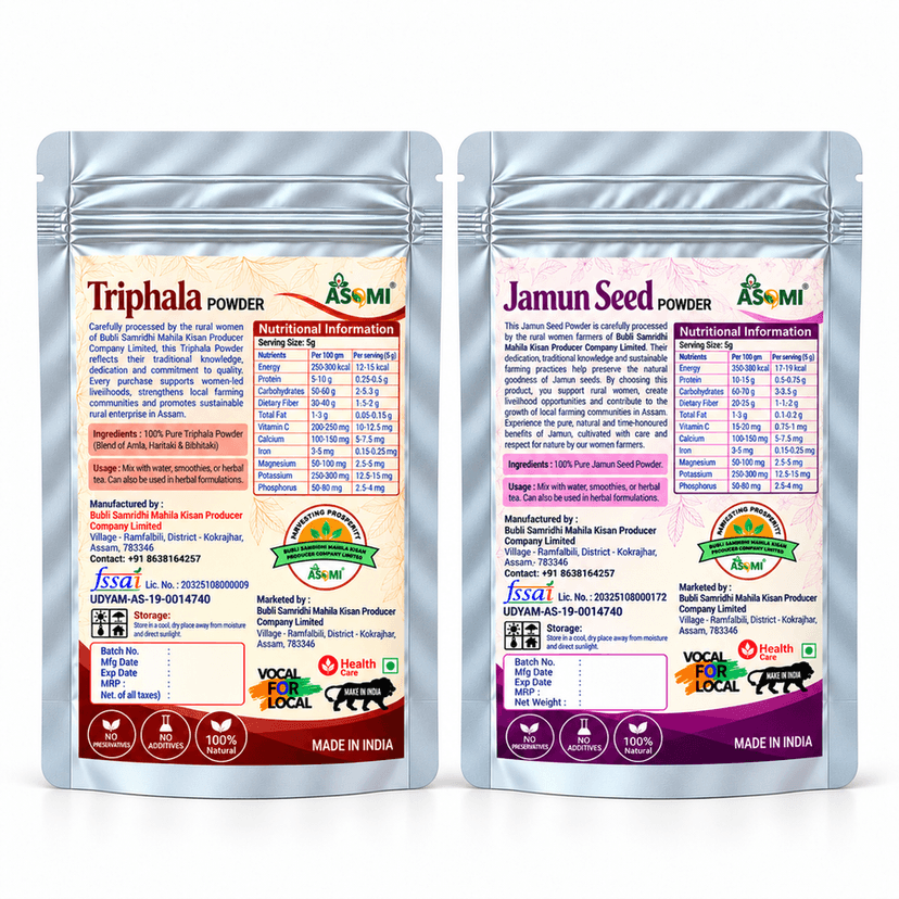 Triphala & Jamun Seed Powder Combo Pack - 200 gm - Two 100g powder pouches view 2