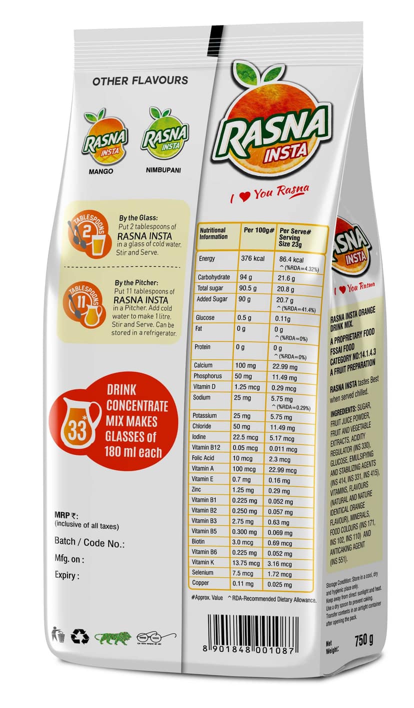 Insta Fruit Preparation 750g Pouch, Orange view 2