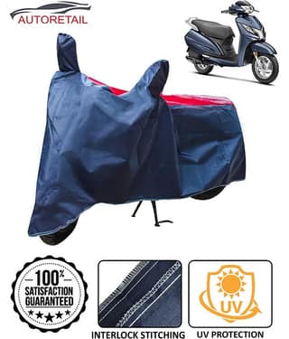 Autoretail Dust Proof Two Wheeler Polyster Cover With (Mirror Pocket) for Bajaj Activa 125 with Buckle Lock (Red & Blue)