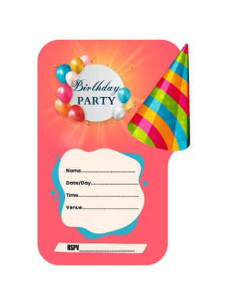 "Vibrant Birthday Celebration: Laser-Cut Invitation Cards - Pack of 25"