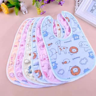 Ocean Count Cartoon Print Baby Bibs | Soft Cotton, Waterproof & Washable Feeding Bibs for Boys & Girls | Set of 5