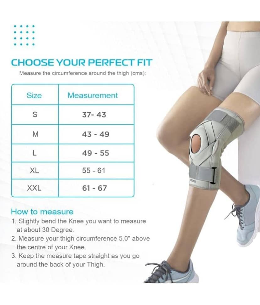 Vissco Neoprene Hinged Patella Knee Brace, Provides moderate support & stability to the Knee - (CLOSED TYPE) - Grey (Single Piece) - XXL view 2