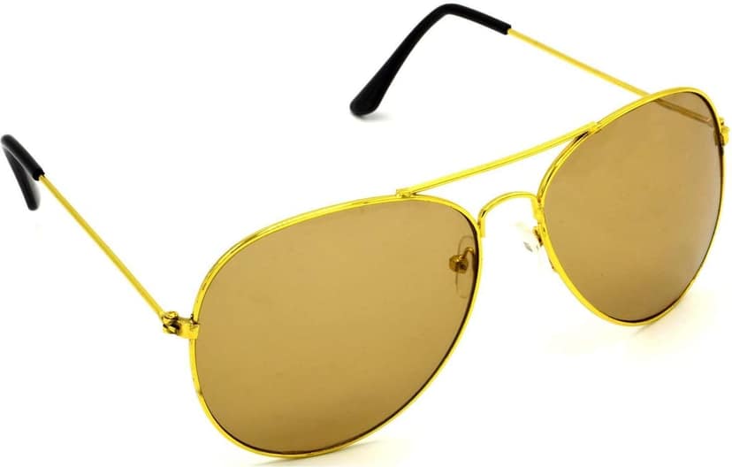 HRINKAR Unisex Pilot Sunglasses Golden Frame, Brown & Golden Lens (Medium) - Pack of 2 view 6