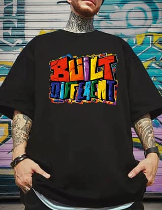 SCOTT FINCHER Men's Streetwear Hip Hop T-shirt, Graffiti Print Short Sleeve Oversized T-shirt, Casual Loose Fit Tee Shirt : AA(ARN)BLACK_242