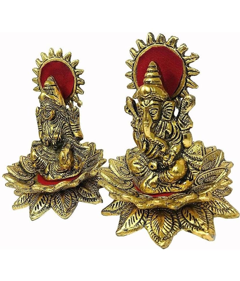 VARKAUS - Brass Laxmi Ganesh Idol ( 10 cm ) view 2