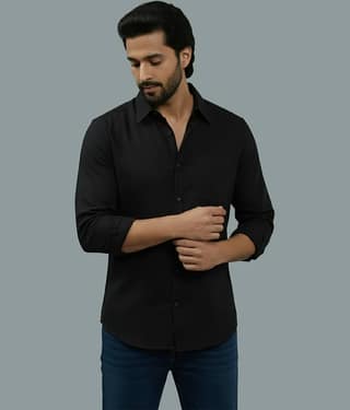 Yugnik Cotton Blend Slim Fit Full Sleeves Men's Formal Shirt - Black ( Pack of 1 )